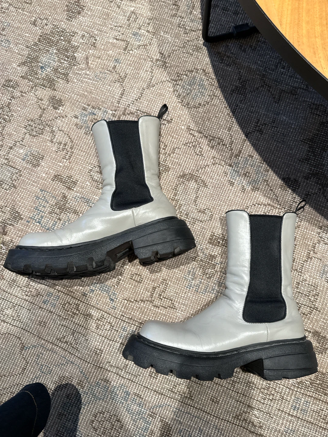 Real leather Light Grey Chelsea Boots - photo 5