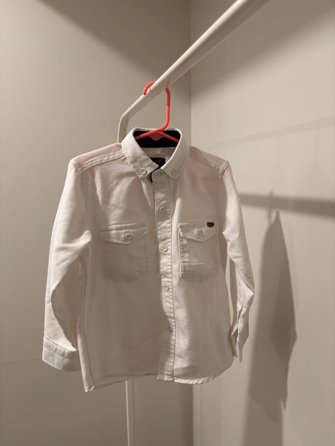 White Corduroy Button-Up Shirt