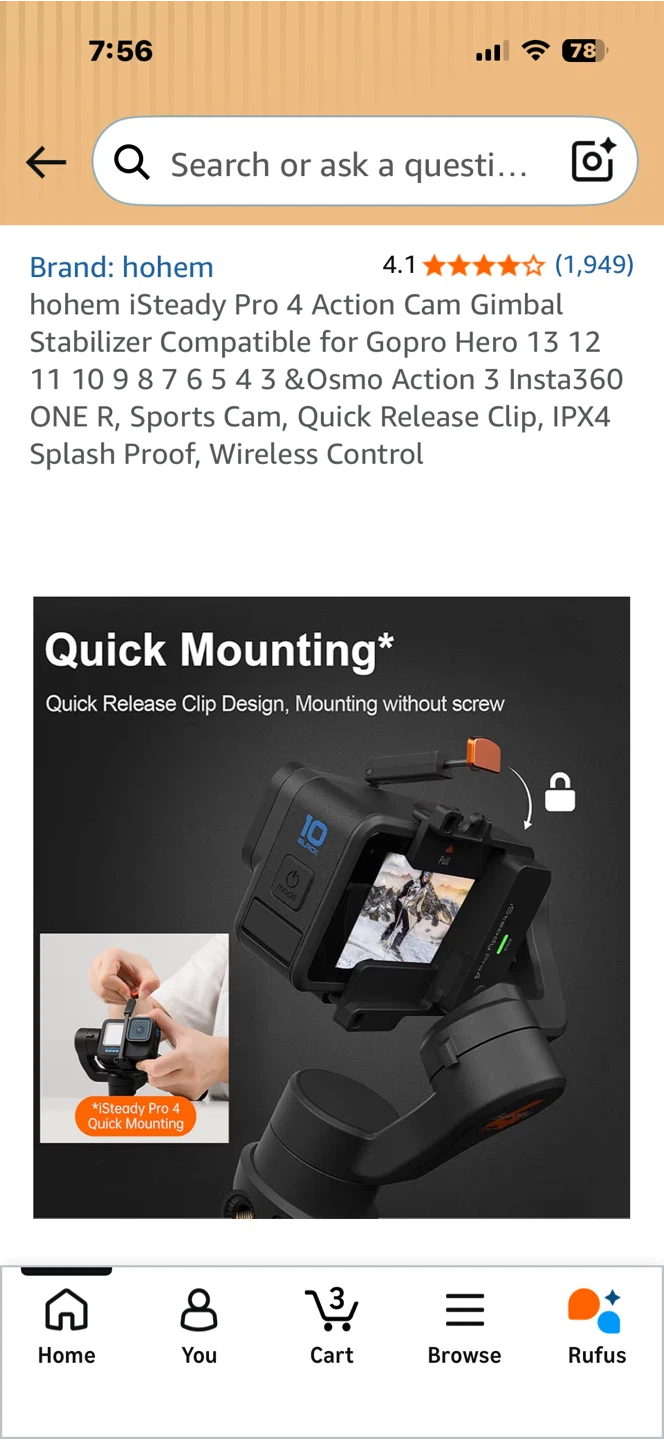 hohem iSteady Pro 4 Action Cam Gimbal Stabilizer - photo 3
