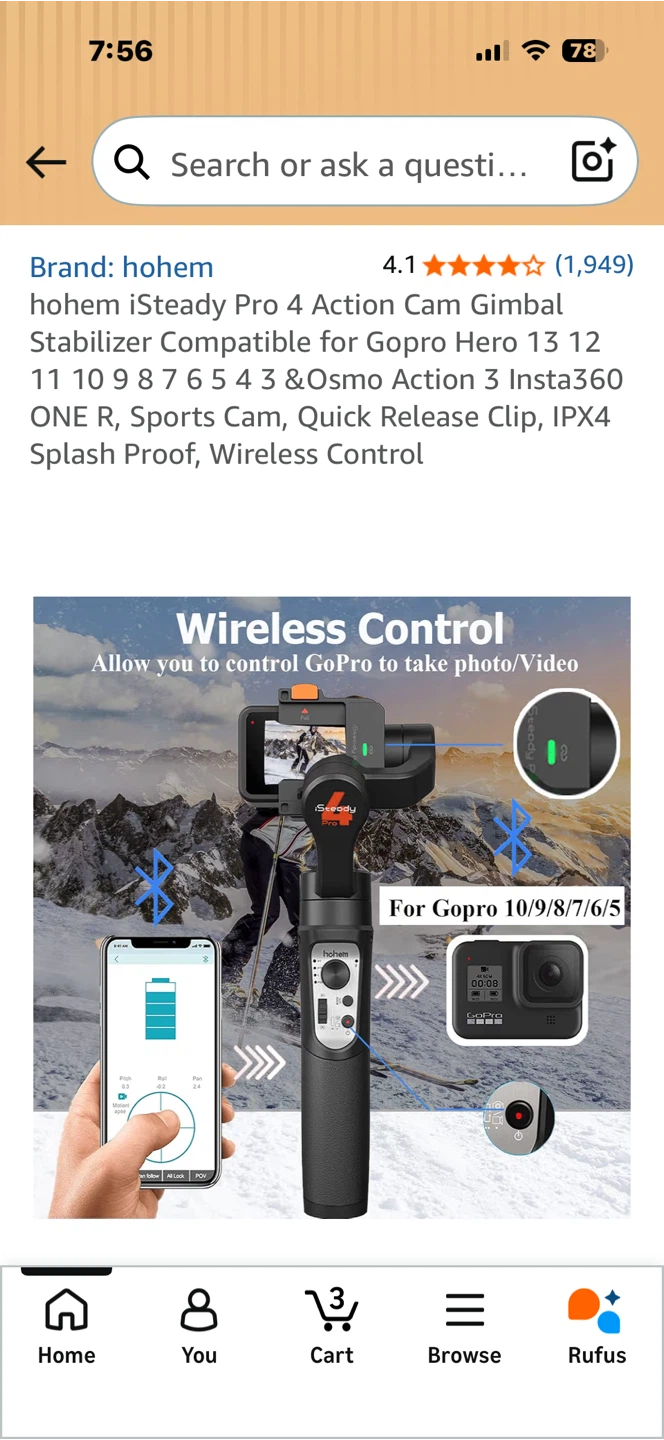 hohem iSteady Pro 4 Action Cam Gimbal Stabilizer - photo 4