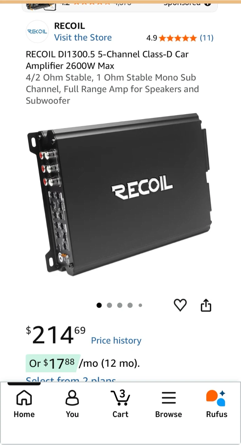RECOIL DI1300.5 5-Channel Car Amplifier 2600W Max