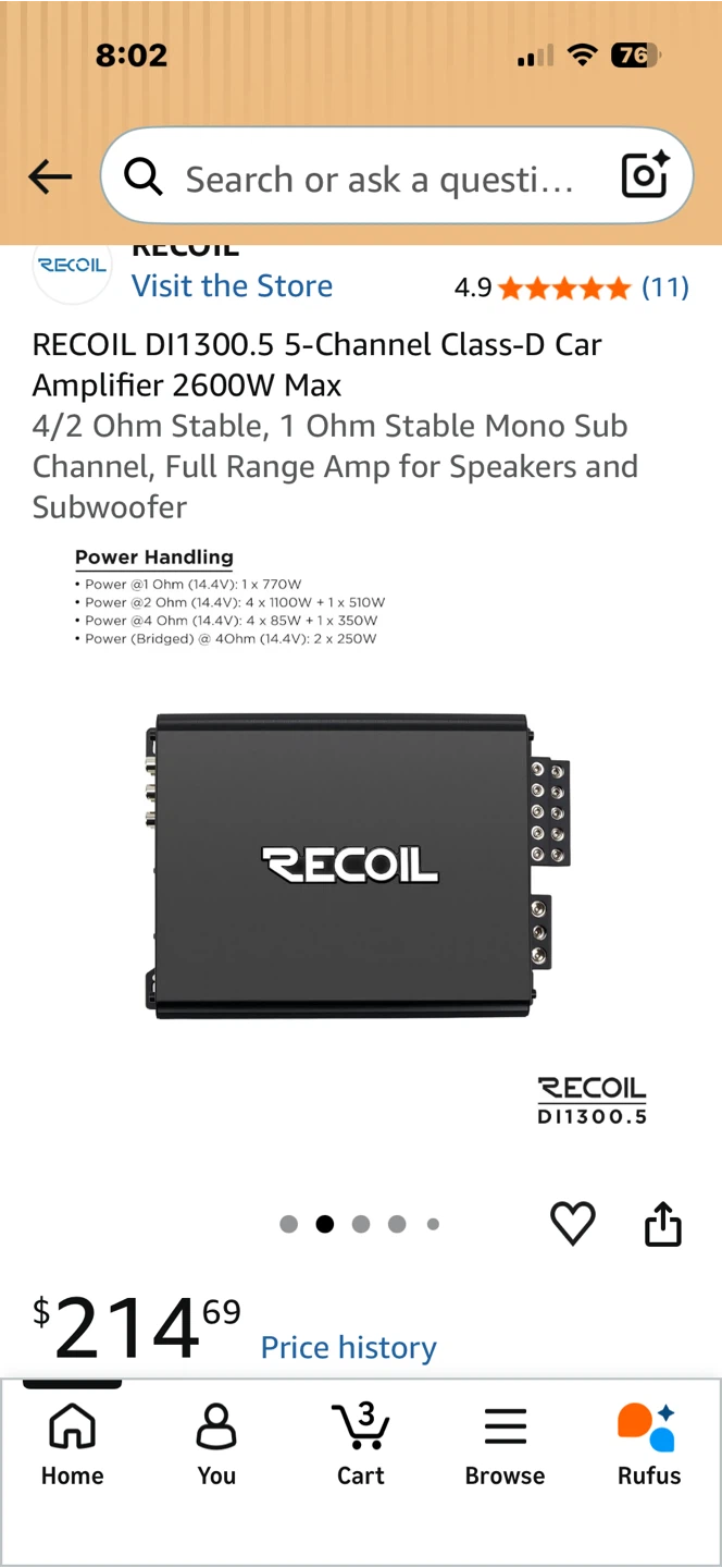 RECOIL DI1300.5 5-Channel Car Amplifier 2600W Max - photo 2