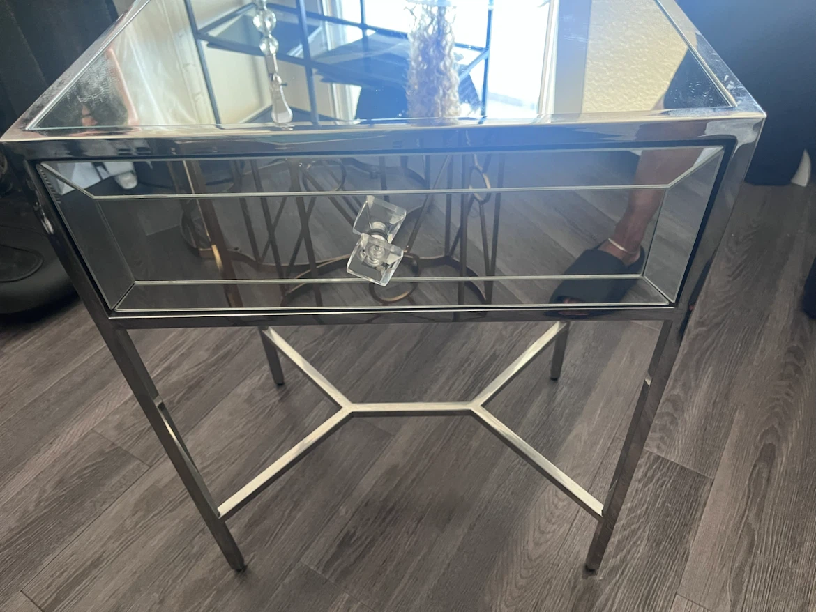 Mirrored End Table with Drawer