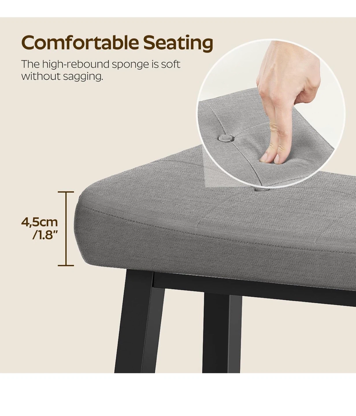 YATINEY 3-Tier Shoe Bench - Gray & Black - photo 3