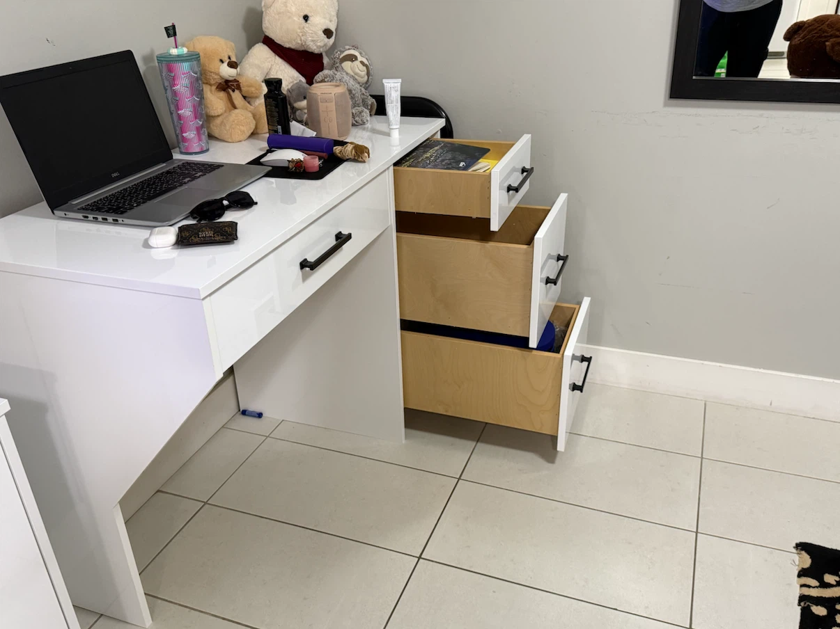 White Vanity Desk with Drawers - photo 3
