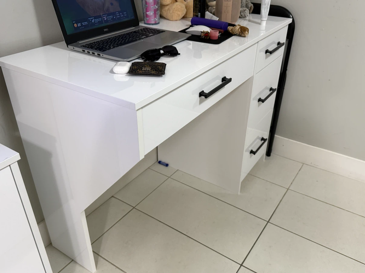 White Vanity Desk with Drawers - photo 4