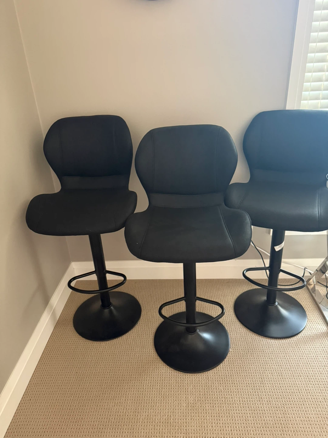 3 Black Adjustable Bar Stools