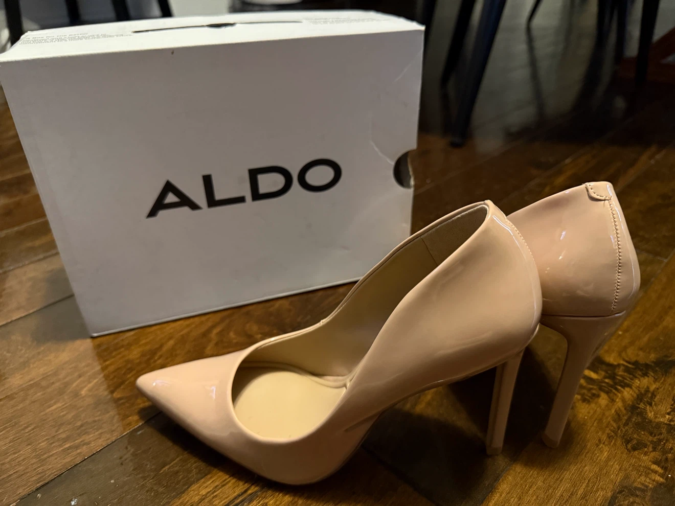 ALDO Women's Nude Patent Leather Pointed Toe Heels