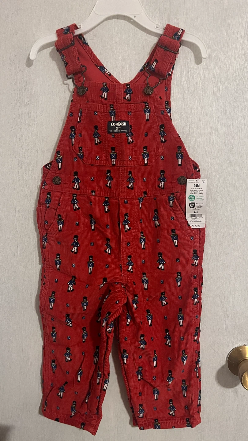 24M - OshKosh B'gosh Red Corduroy Toy Soldier Overalls - 24M