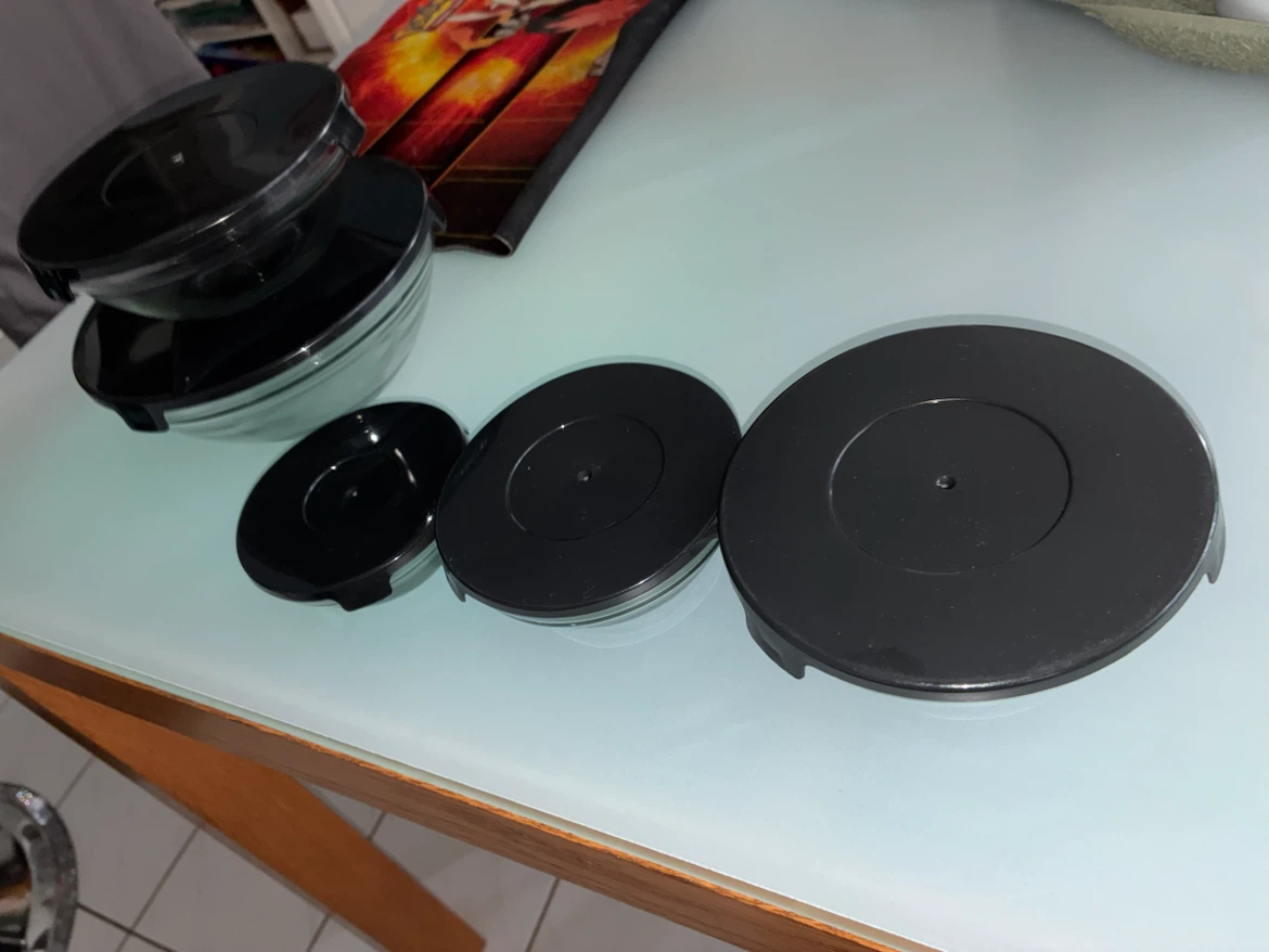 Set of Black Plastic Food Storage Container Lids