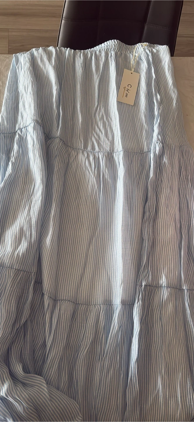 C by one striped tiered skirt
