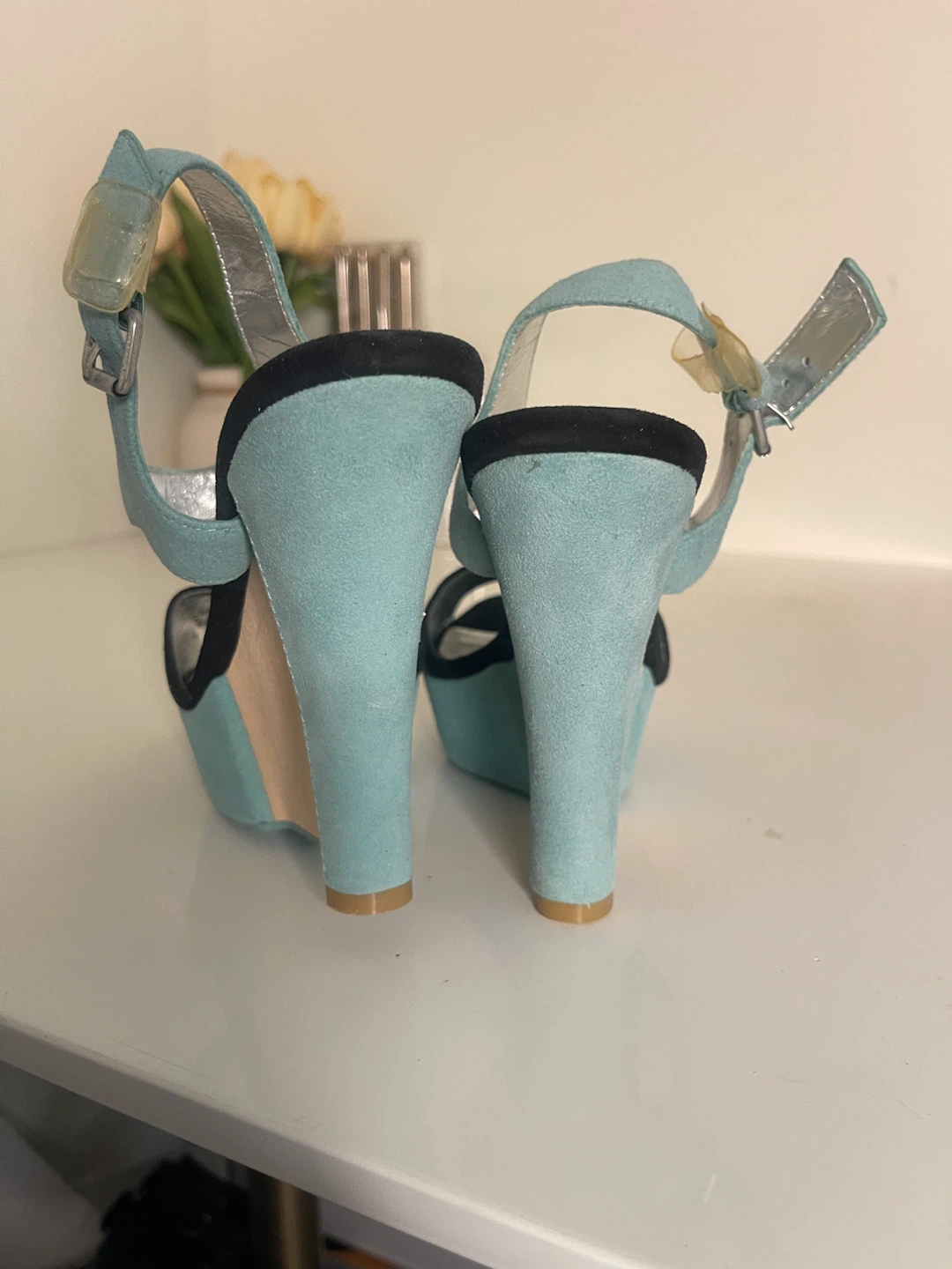 Pelle Moda Teal Suede Wedge Sandals - photo 2