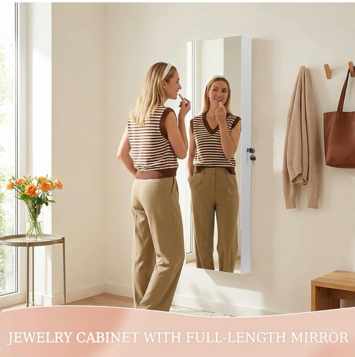 Jewelry Cabinet with Full-Length Mirror