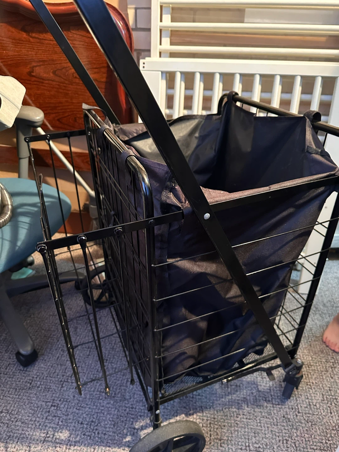 Black Folding Shopping Cart large