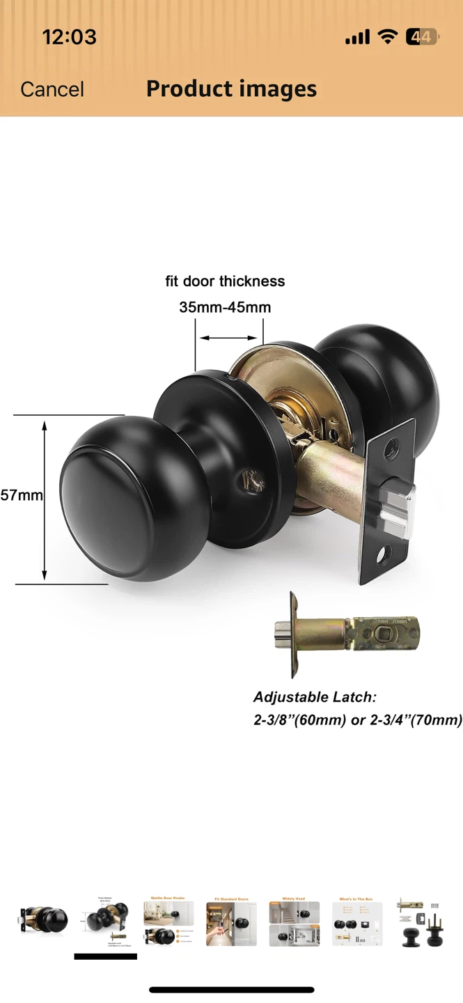 Matte Black Round Door Knobs - photo 2