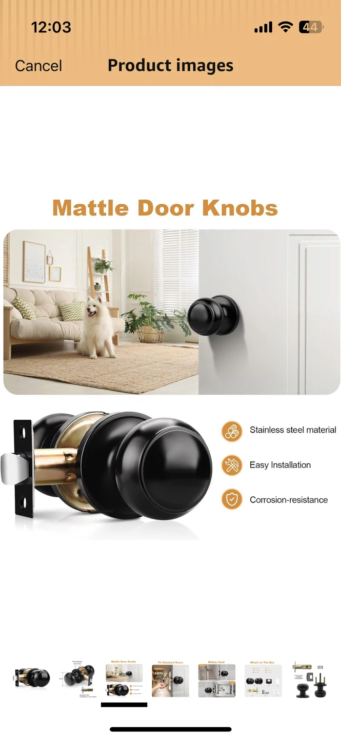 Matte Black Round Door Knobs - photo 3