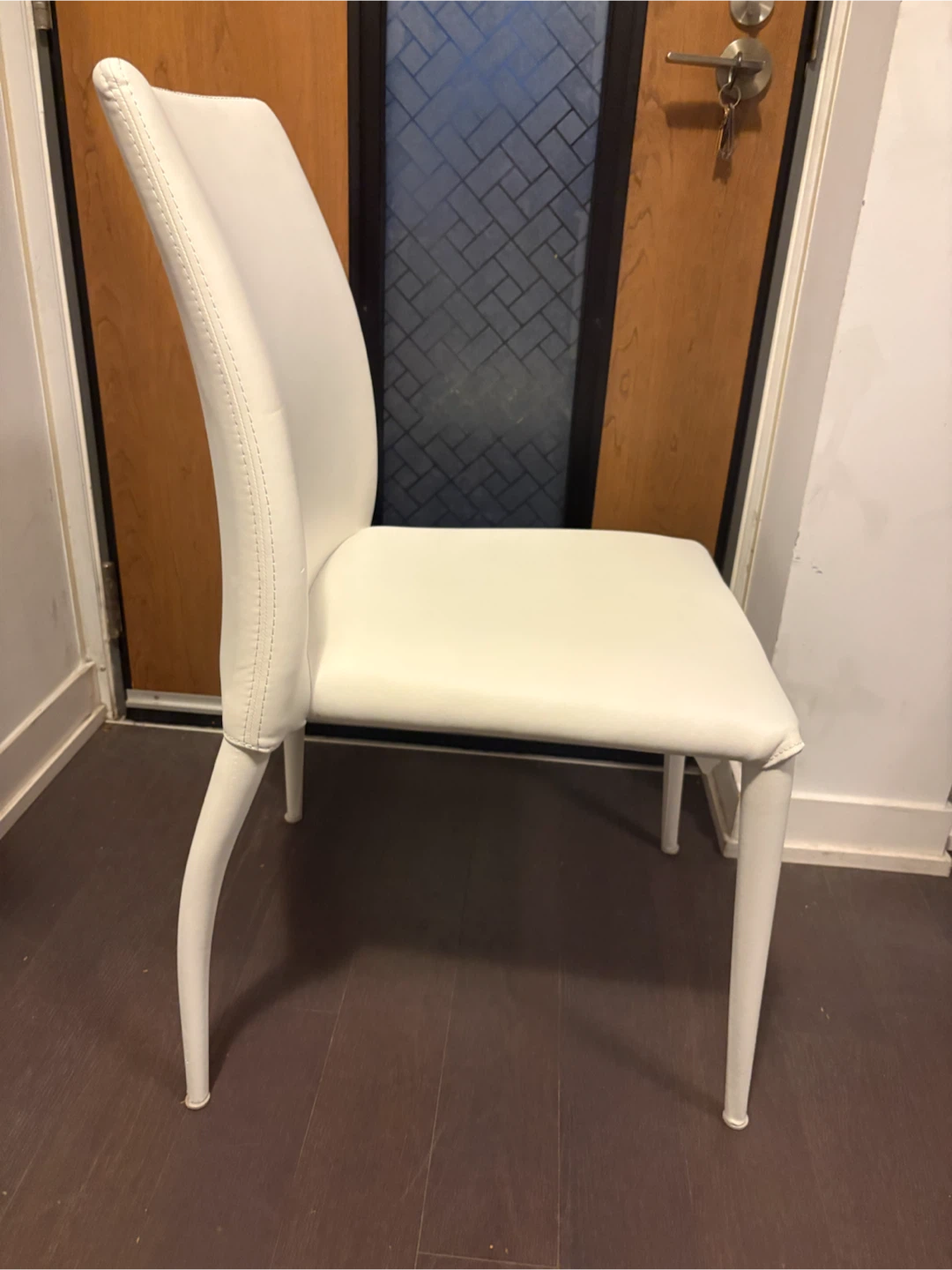 4 White Faux Leather Dining Chair - photo 2