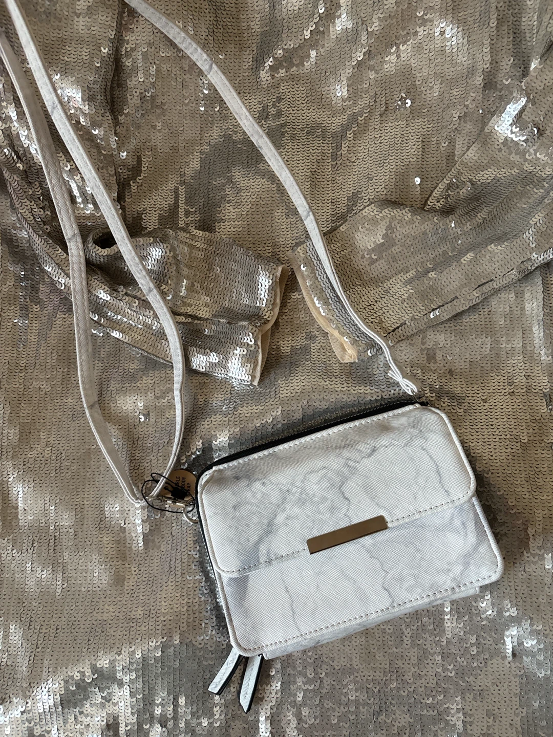 White Marble Crossbody Bag