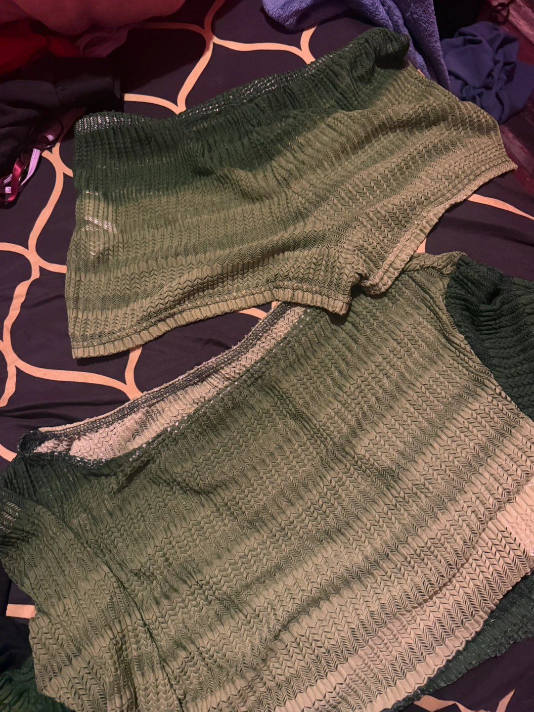 Green Crinkle Knit Set