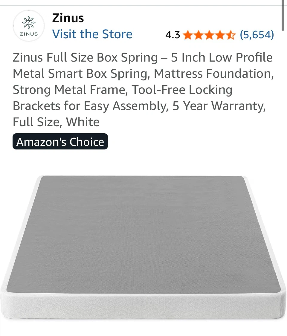 Zinus Full Size Box Spring - 5 Inch Low Profile