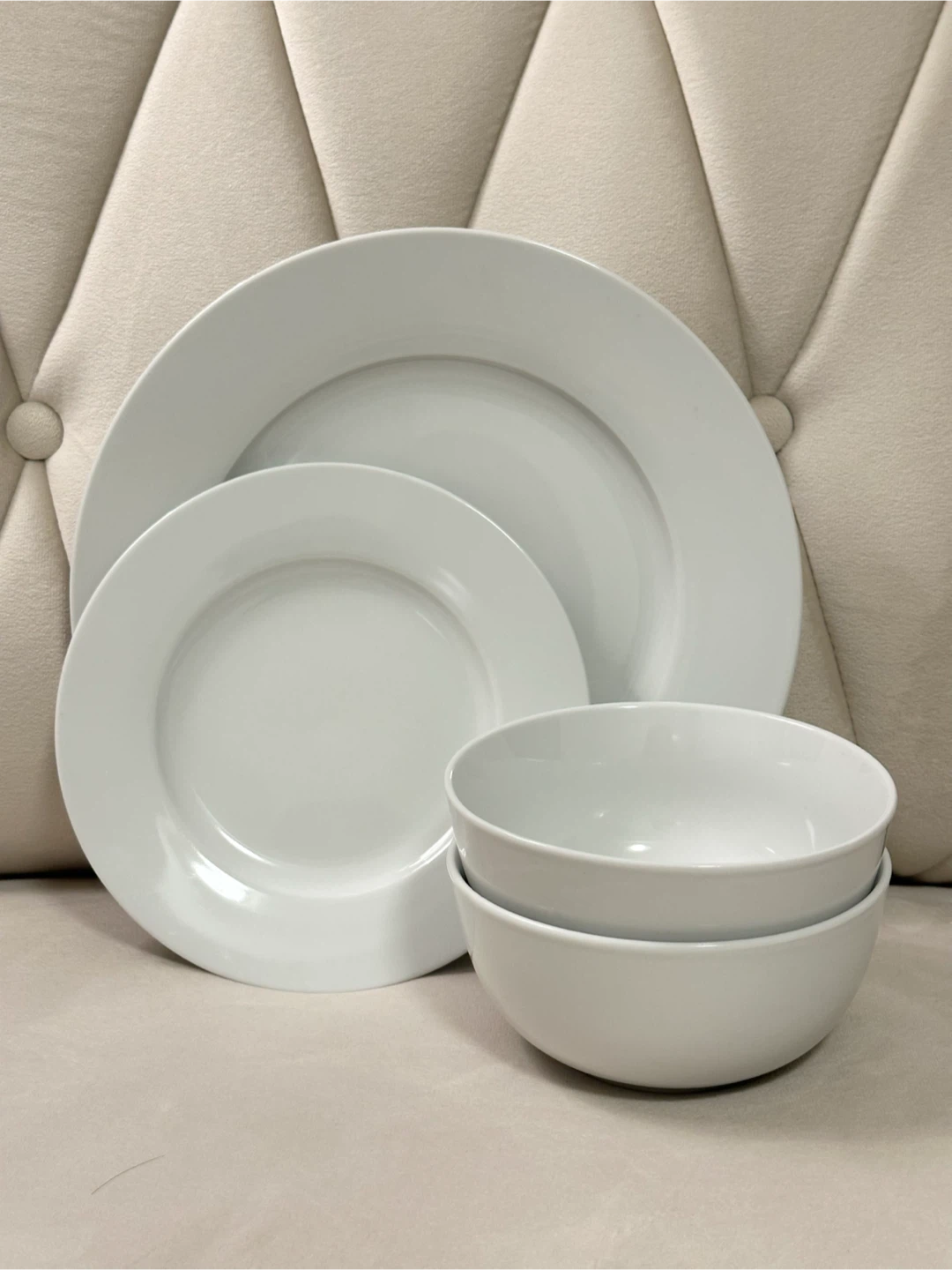 White Dinner Plates and Bowls Set