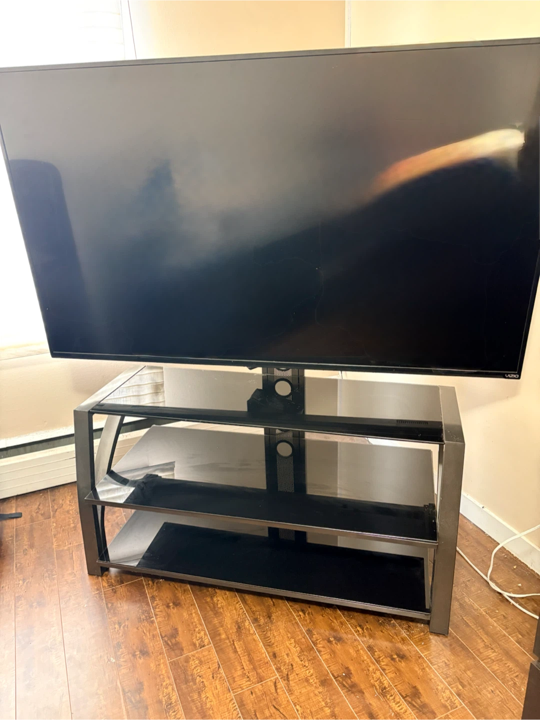 TV Stand with Glass Shelves