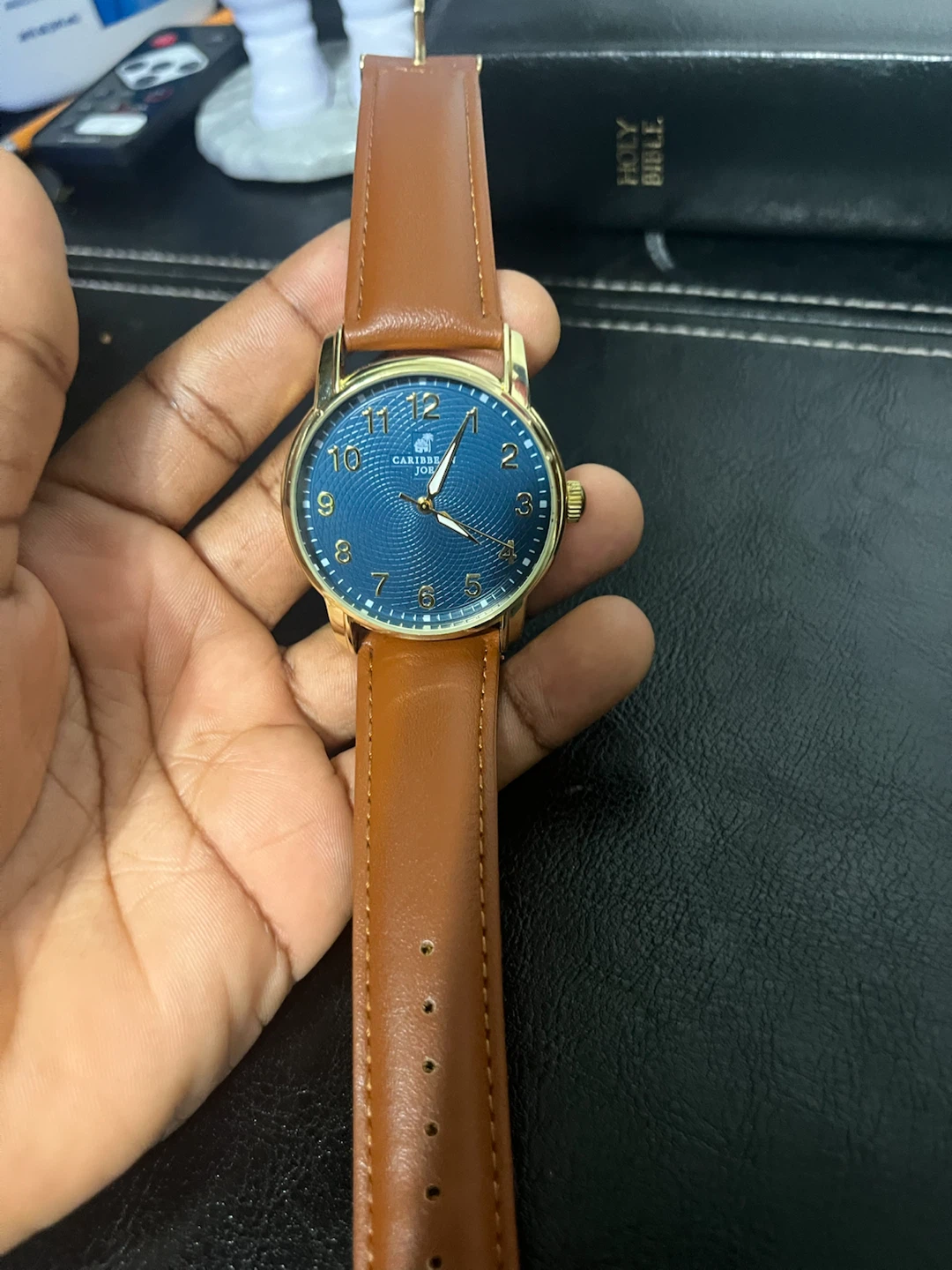 Caribbean Joe Blue Dial Watch with Brown Leather Strap - photo 5