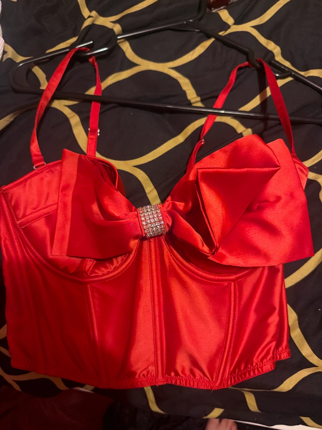 Red Corset Top with Bow Detail