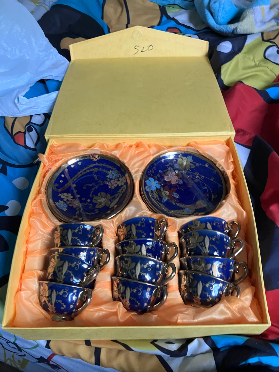 Blue Floral Teacup and Saucer Set