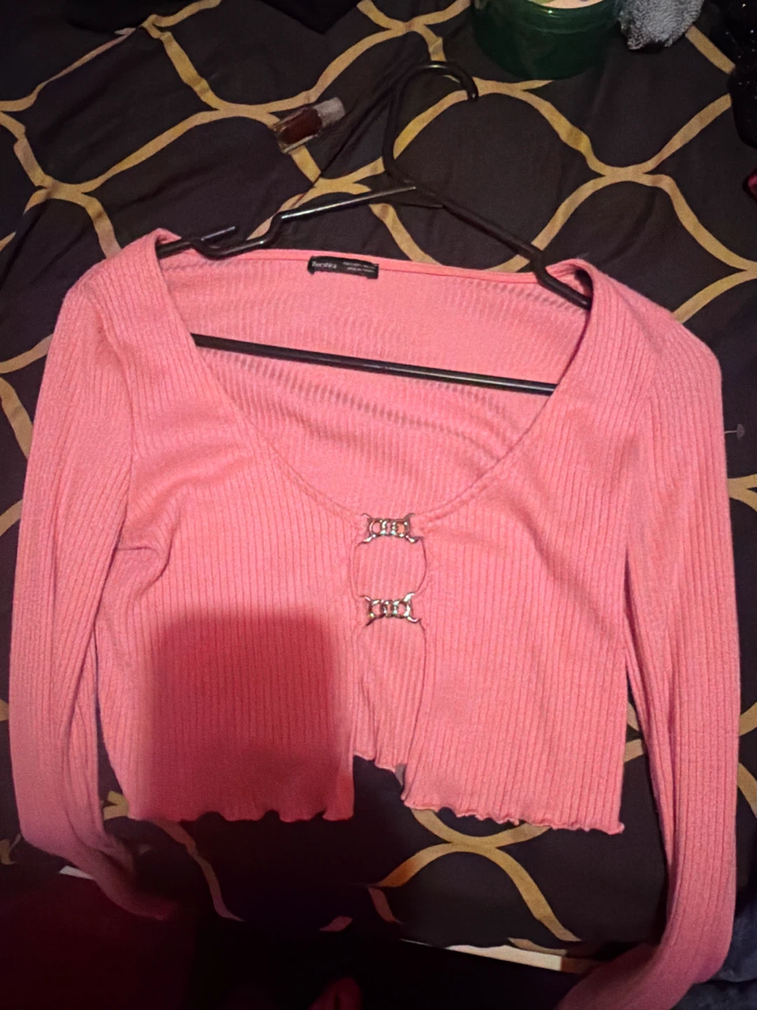 Bershka Pink Ribbed Cardigan