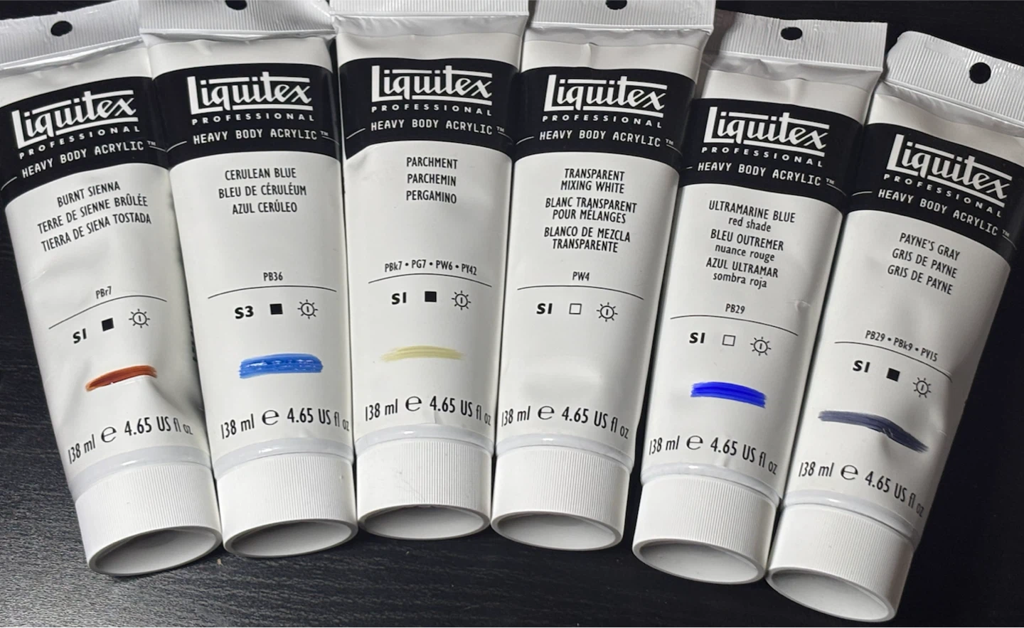 Liquitex Heavy Body Acrylic Paint 4.65oz bottles lot of 6