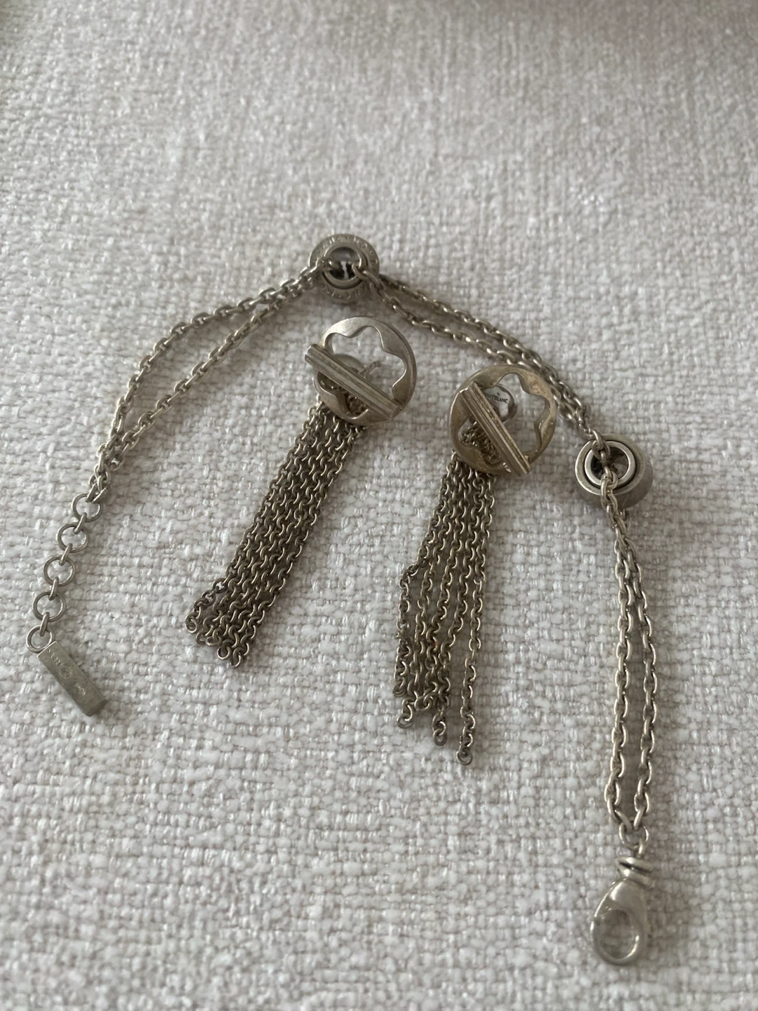 Montblanc  925 Silver Chain Bracelet and earrings vintage - photo 3