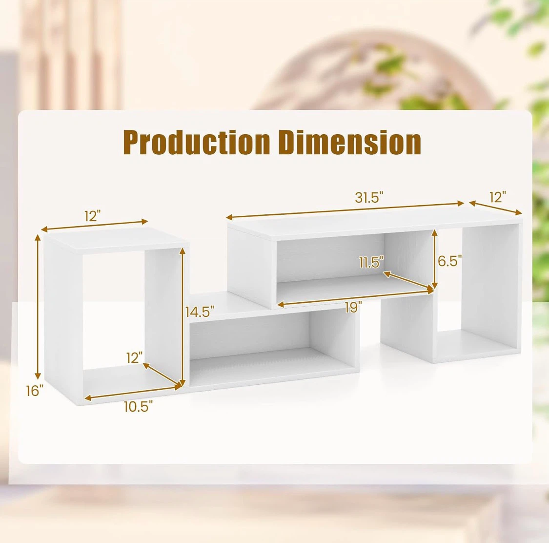 Adjustable White TV Stand Console Shelf - photo 3