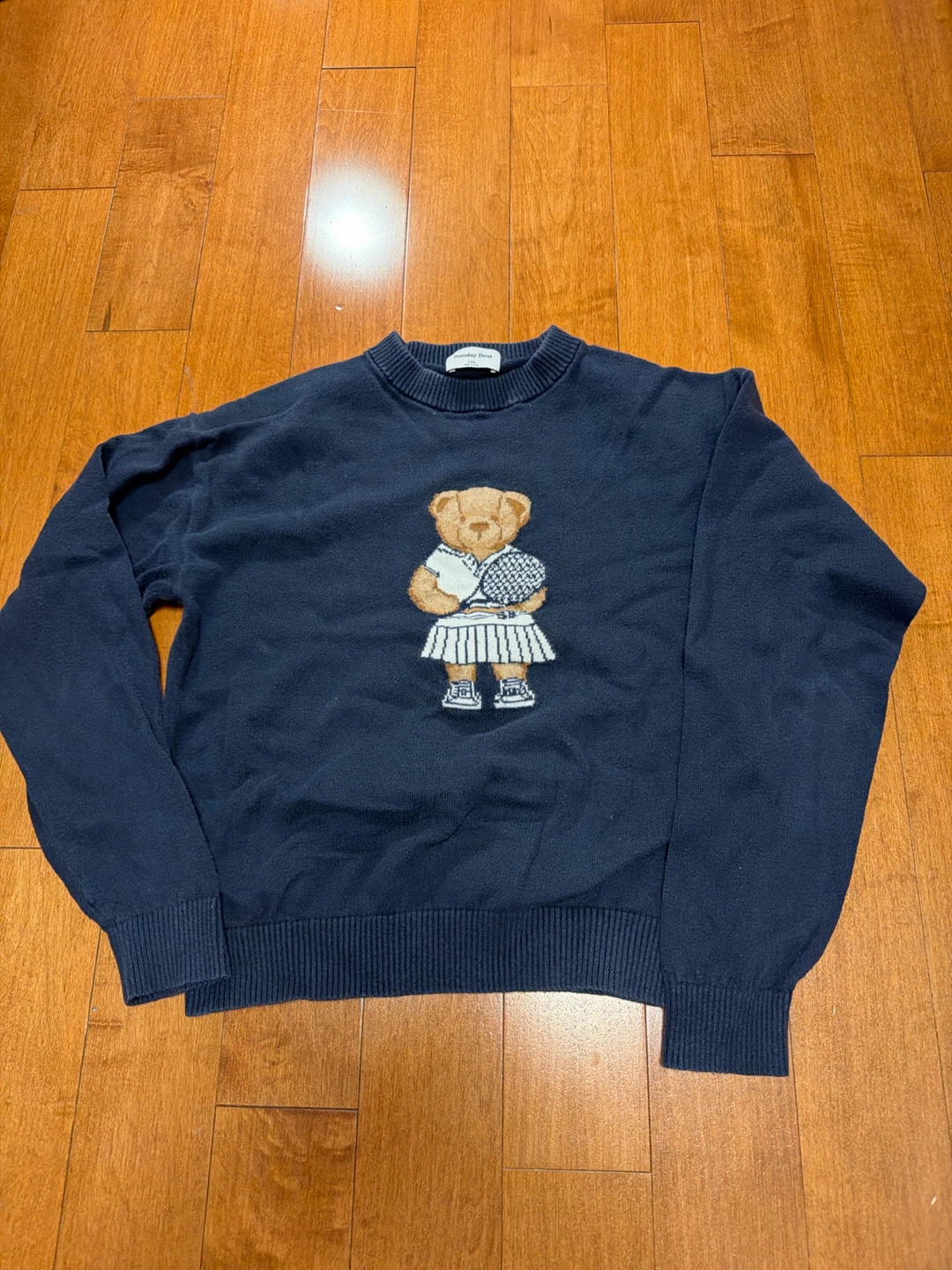 Navy Blue Bear Tennis Sweater