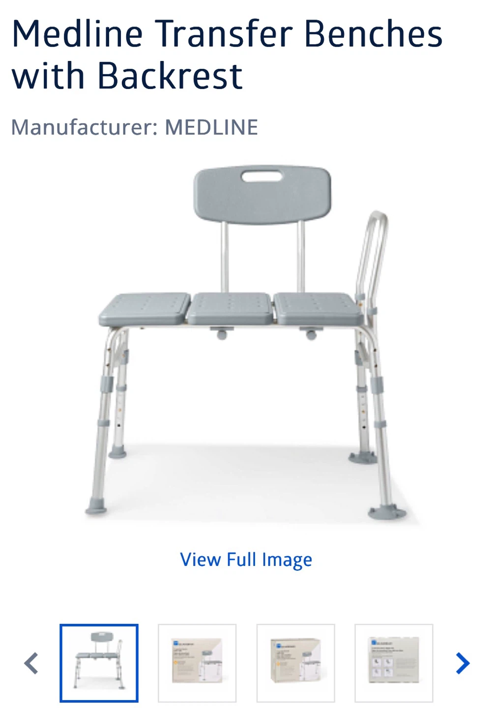 Medline Transfer Bench with Backrest