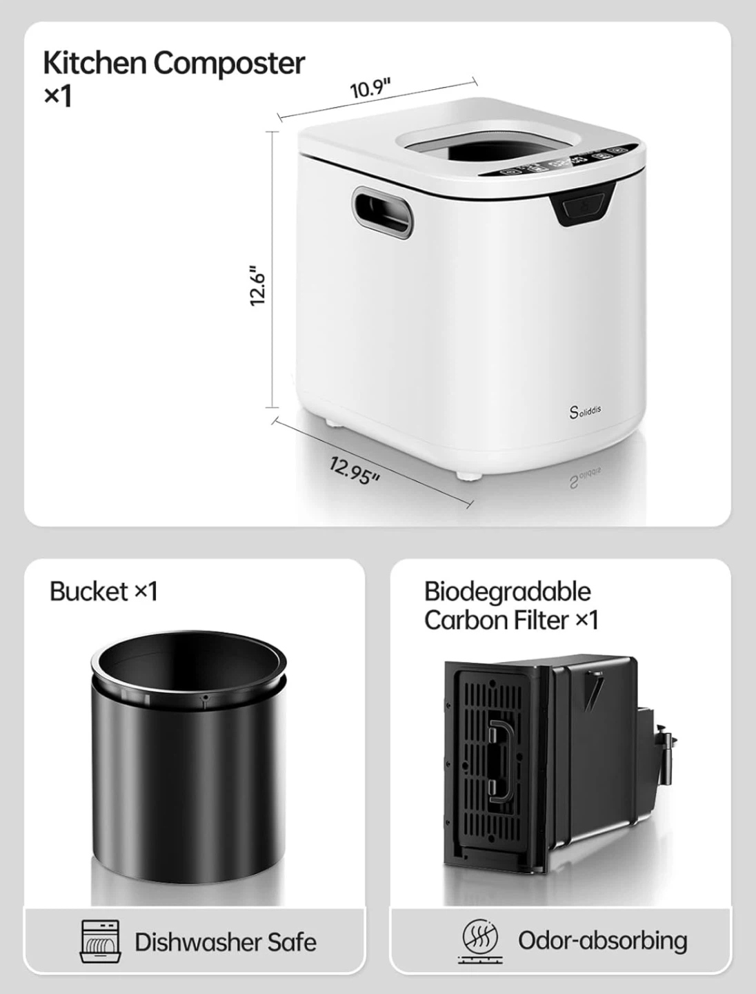 Brand New 4.2L Electric Kitchen Composter w/ Large Carbon Filter - photo 3