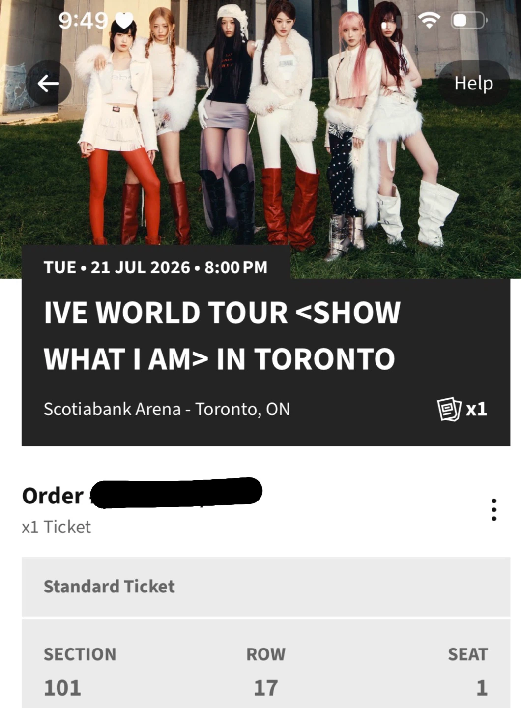 TORONTO IVE WORLD TOUR "SHOW WHAT I AM" Standard Ticket Toronto