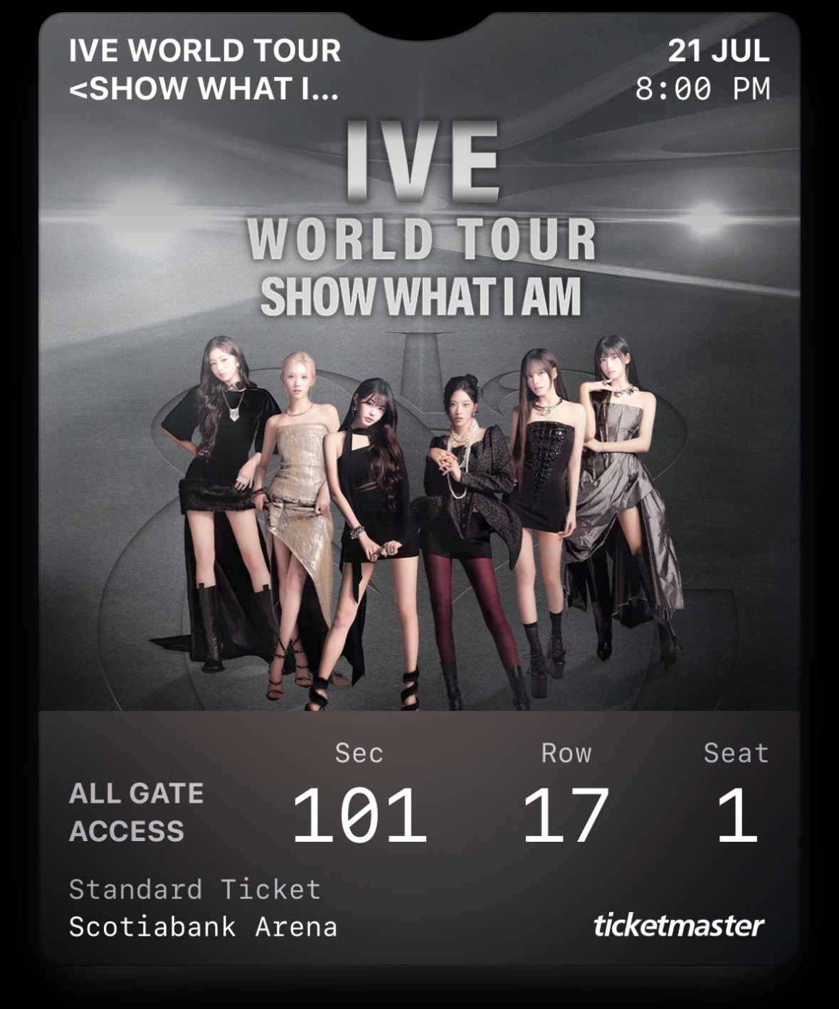 TORONTO IVE WORLD TOUR "SHOW WHAT I AM" Standard Ticket Toronto - photo 2