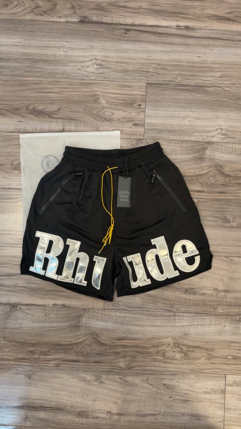 Rhude Black Shorts with Silver
