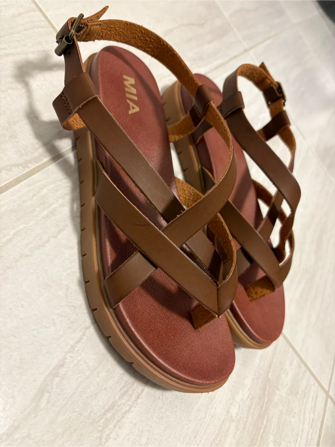 MIA Brown Leather Strappy Sandals - photo 2