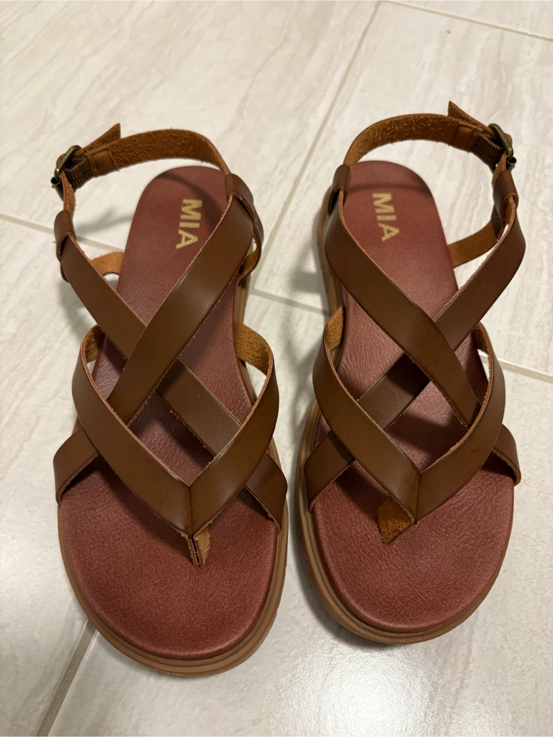 MIA Brown Leather Strappy Sandals - photo 3