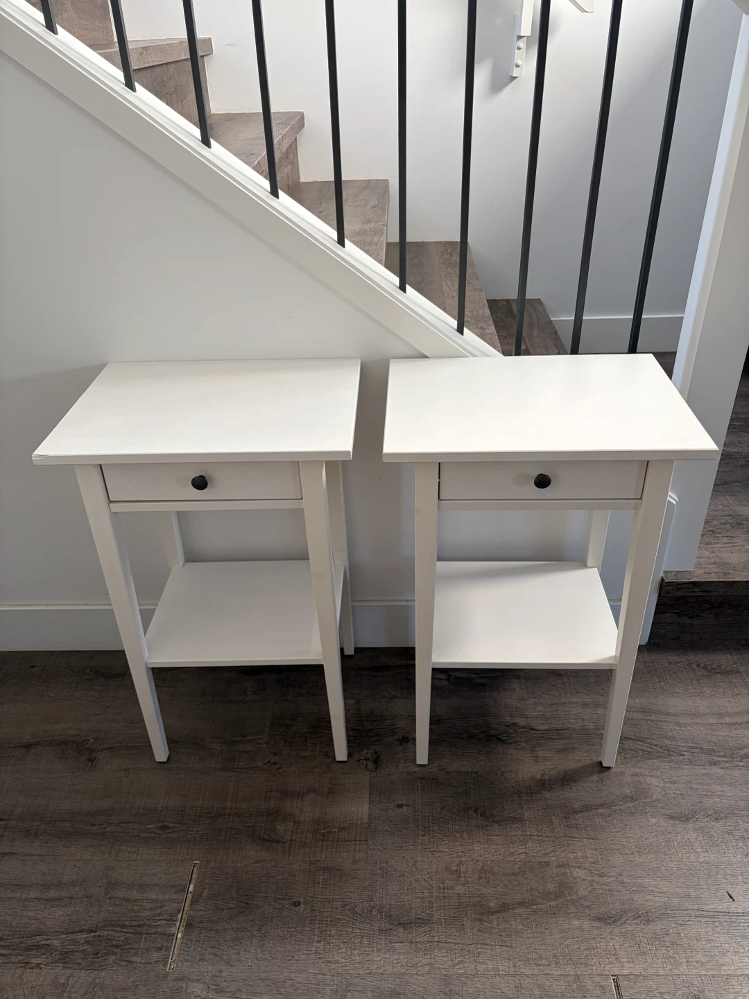 pair of IKEA HEMNES nightstands with drawer