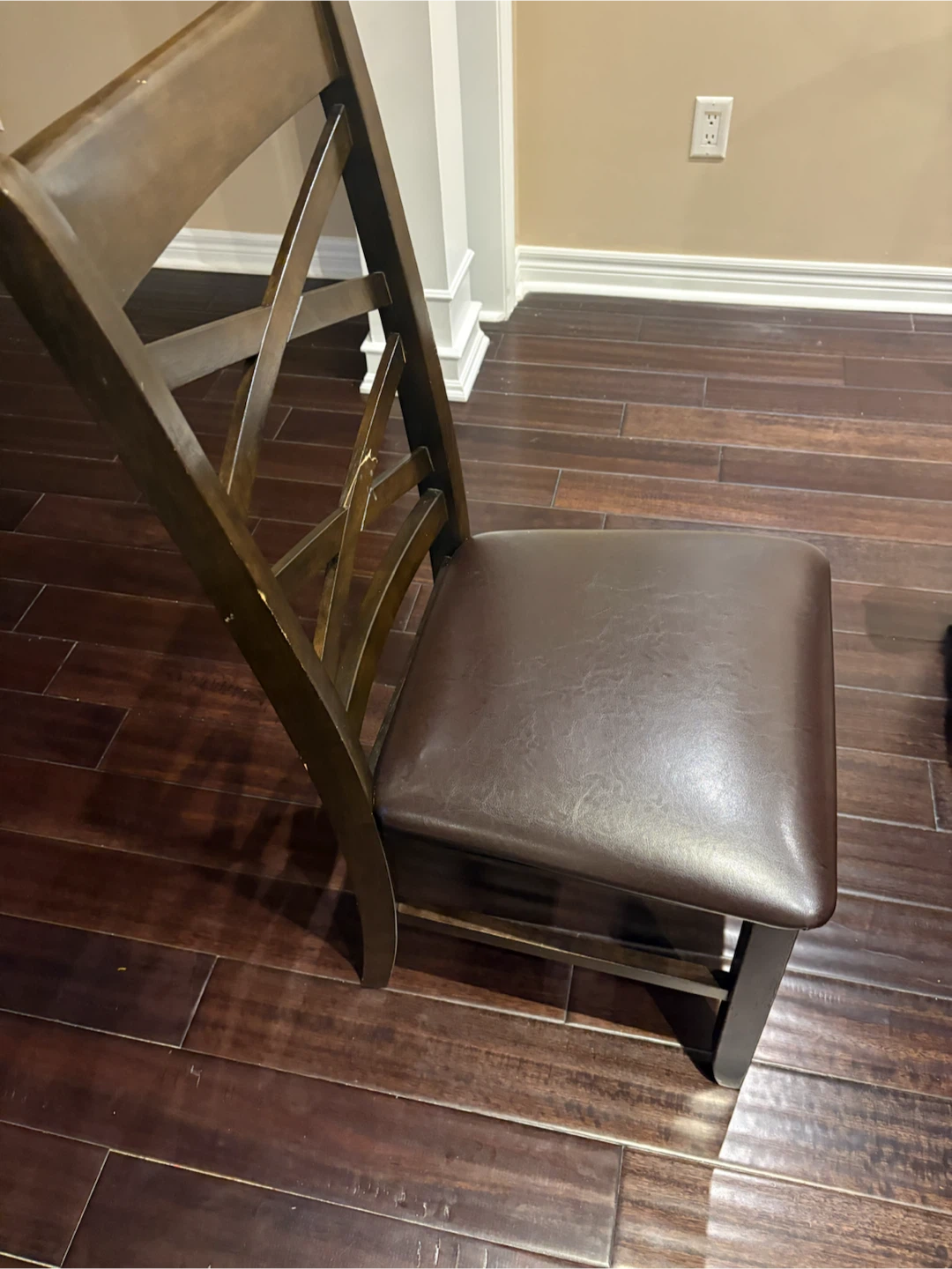 Dark Brown Chairs with Faux Leather Seats