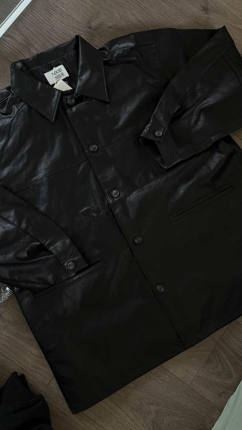 ✨Korea brand | Black Faux Leather Oversized Jacket