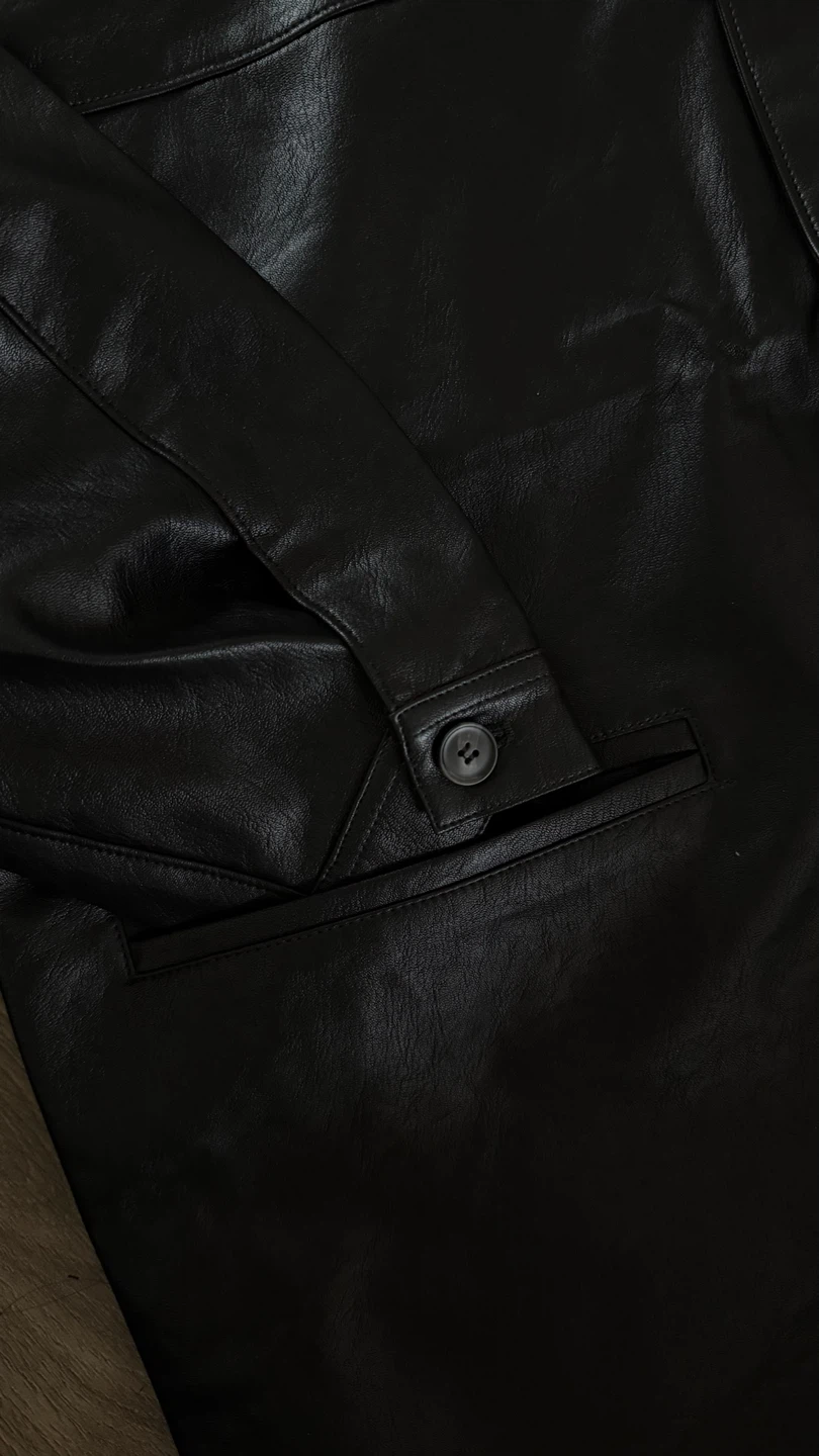 ✨Korea brand | Black Faux Leather Oversized Jacket - photo 2