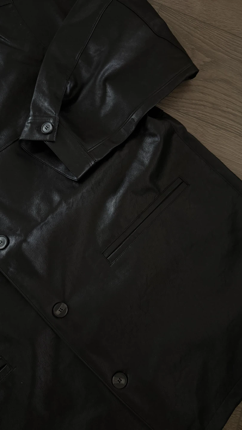 ✨Korea brand | Black Faux Leather Oversized Jacket - photo 3