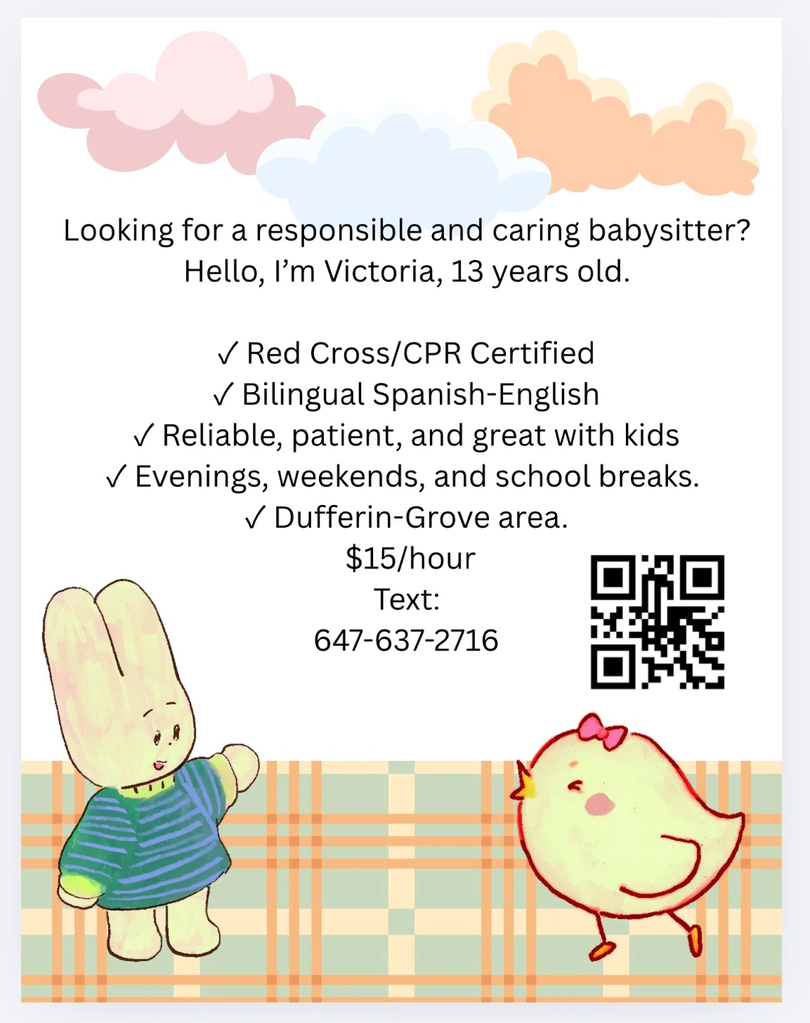 Babysitting Services by Victoria - CPR Certified, Bilingual