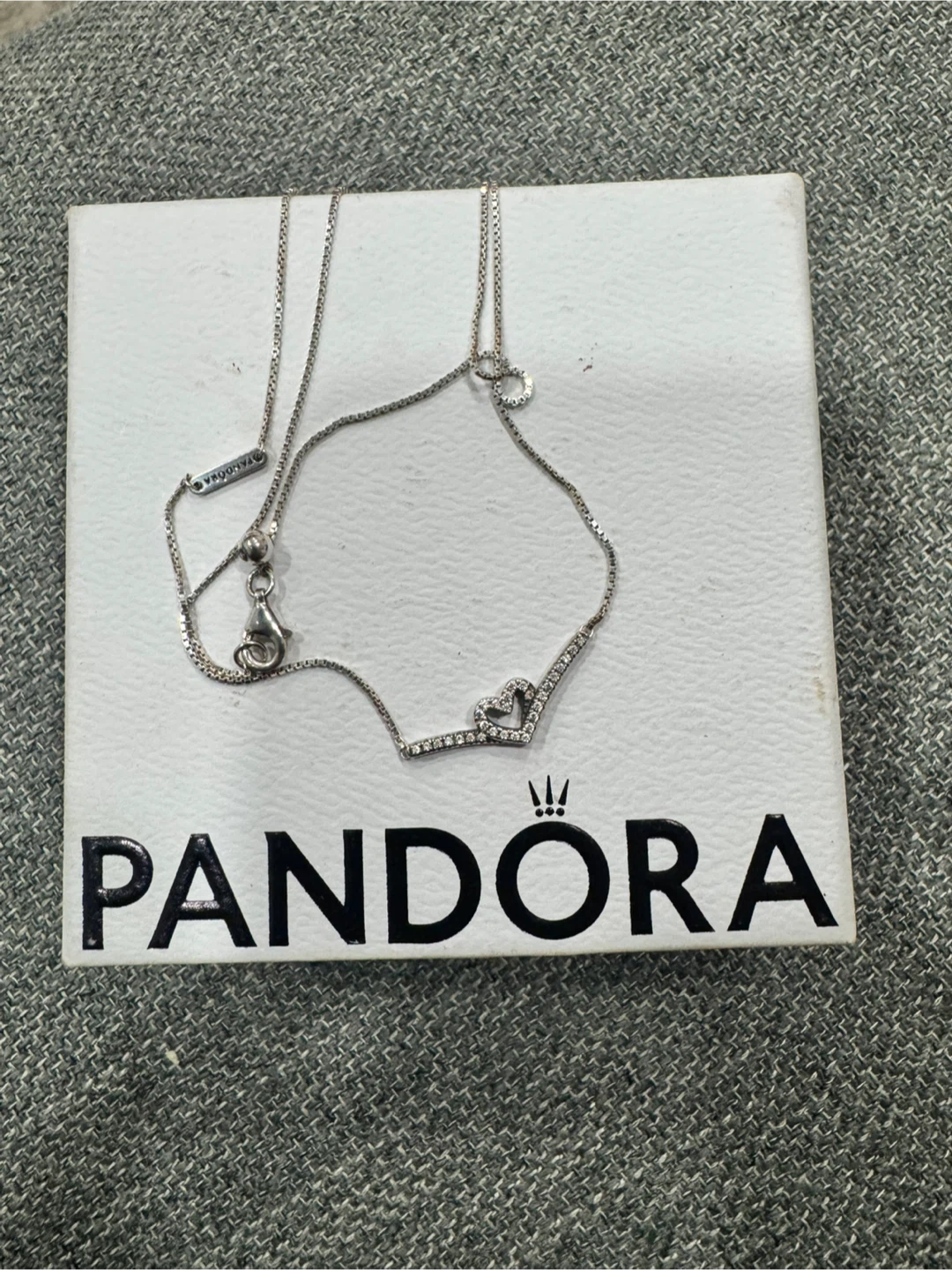 Pandora Sterling Silver wishbone heart Necklace