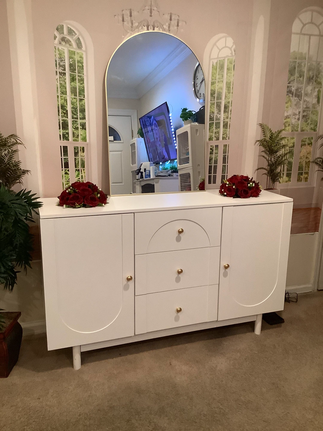 White Sideboard with 3 Drawers and 2 Doors