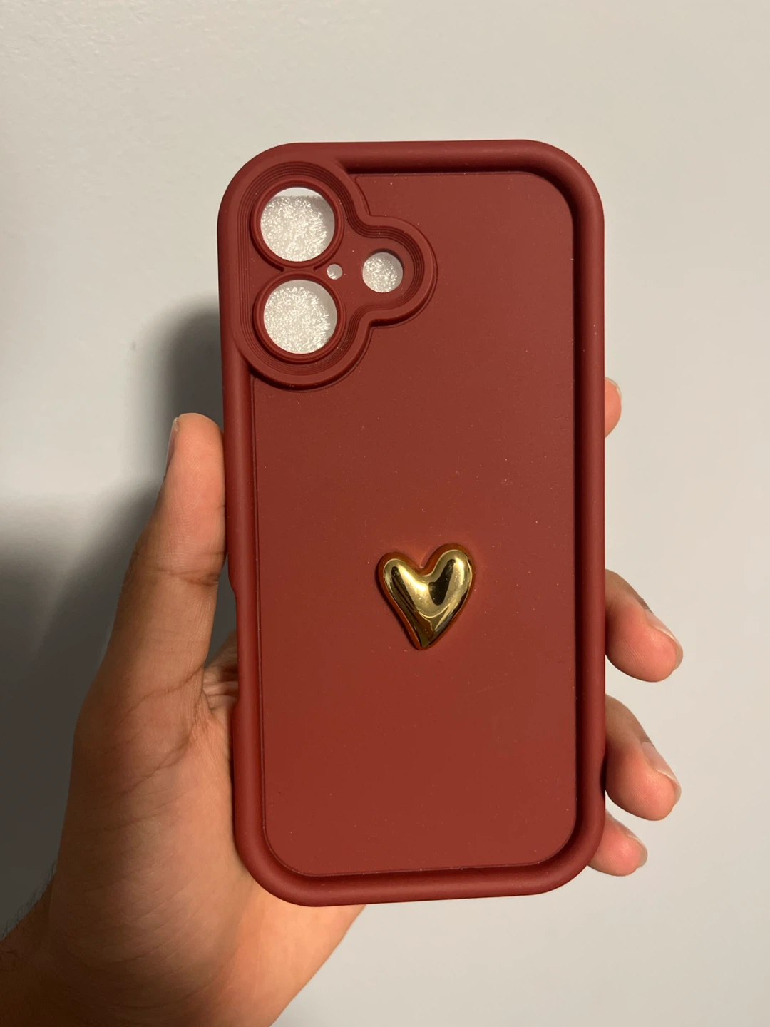 Brand New Maroon phone case with gold heart for iPhone